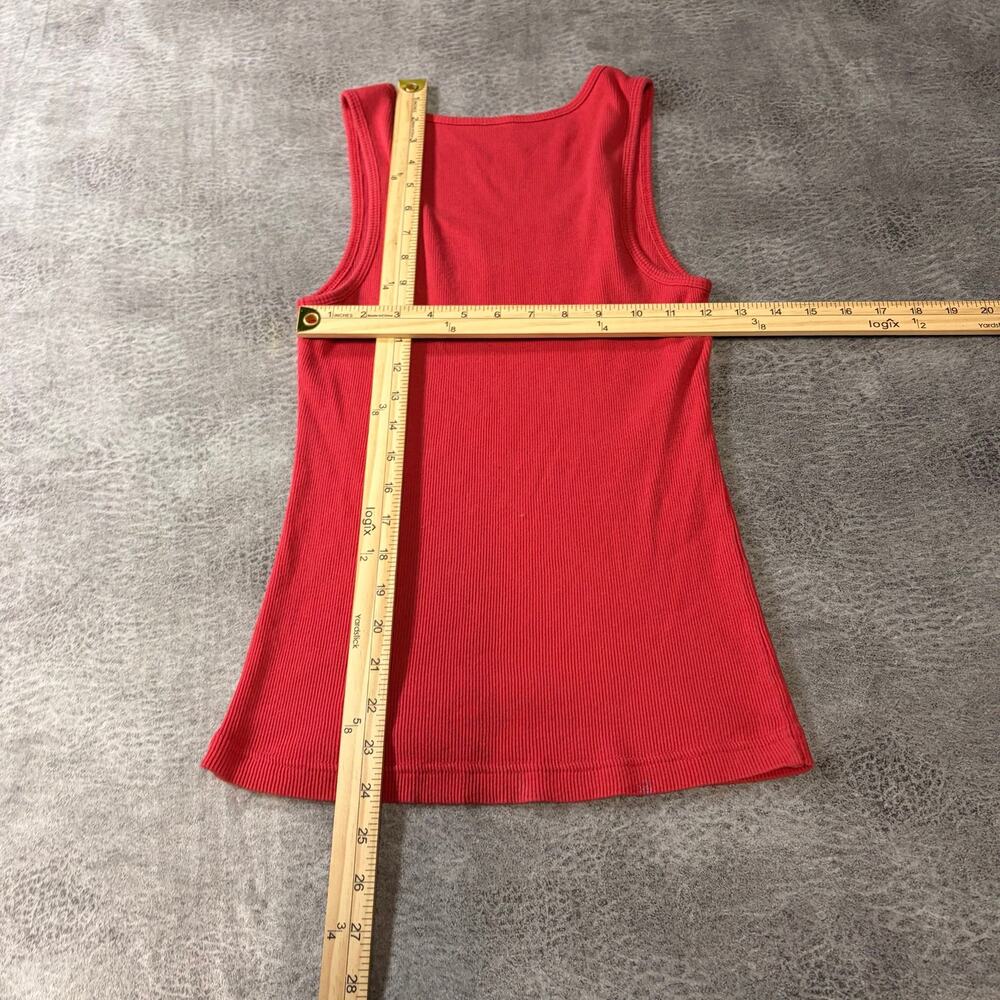 Red Ribbed Tattoo Print Tank Top - Picture 4 of 4